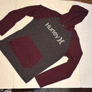 Hurley Men's Charcoal and Burgundy Hoodie